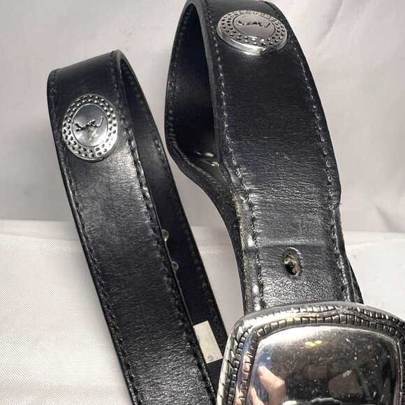 RGA Four By Danbury Asso.-Men's Golf Black Leather Belt-Silver Buckle-Casual - Picture 7 of 15